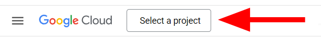 "Select a project" in Google Cloud